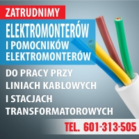 Anonse - zatrudnimy elektromonterw do pracy przy liniach kablowych i stacjach t - ELEKTRO SPARK SP. Z O.O.