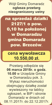 Anonse - przetarg - Gmina Domaradz