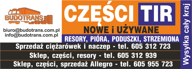 Anonse - czci do ciarwek  - Przedsibiorstwo Wielobranowe BUDOTRANS Jan akomiec