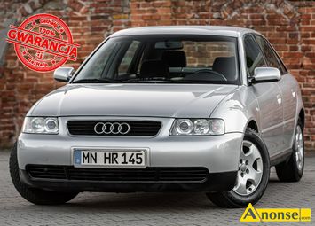 Anonse AUDI A3, 2001r., 1.600cm<sup>3</sup>, 102KM, benzyna, hatchback, 170.000km, srebrny, metalik, felgi aluminiowe, 116, c.10.700z do uzg.. ZWOLE 509-6