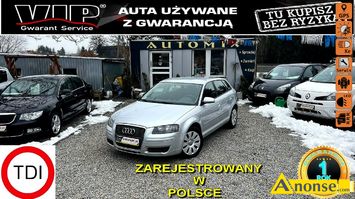 Anonse AUDI A3, 2006r., 1.900cm<sup>3</sup>, 105KM, diesel, hatchback, 250.000km, czarny, metalik, abs, kontrola trakcji (asr), regulacja wysokosci fotela, dz