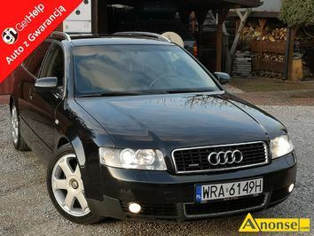 Anonse AUDI A4, 2002r., 1.798cm<sup>3</sup>, 163KM, benzyna, 312.000km, czarny, metalik, abs, regulacja wysokosci fotela, immobiliser, centralny zamek, komput