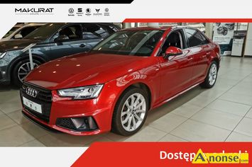 Anonse AUDI A4, 2019r., 1.984cm<sup>3</sup>, 245KM, benzyna, sedan, 79.656km, bordowy, metalik, abs, kontrola trakcji (asr), regulacja wysokosci fotela, dziel