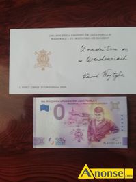 Anonse BANKNOT, Sprzedam banknot 0 euro Souvenir Karol Wojtyła, stan bardzo dobry, c.50zł do uzg.. KIELCE