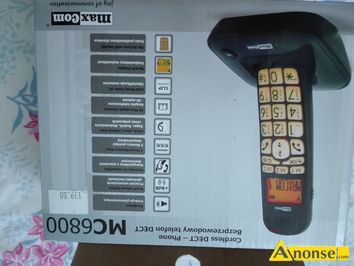 Anonse MAXCOM 6800, SIMLOCK: brak, Sprzedam tel. stacjonarny MAXCOM 6800.Tel.posiada baz i przenon suchawk, by sporadycznie uywany przez sta