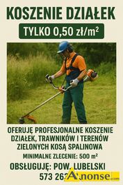 Anonse KOSZENIE TRAW, Koszenie dziaek — Lublin i okolice | Tylko 0,50 z/m² Oferuj profesjonalne koszenie dziaek, trawnikw i terenw zielony