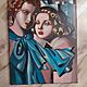 DEKORACJA CIENNA, https://allegro.pl/oferta/tamara-lempicka-dziewczymy-obraz-50-na-35-cm-17478346343 Obraz jest rcznie malowany farbami ol
