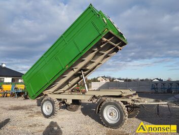 Anonse PRZYCZEPA, Niemiecka hamulce pneumatyczne, wymiary 4,5m, -2,25-dolne burty aluminiowe 60cm, drugie 55cm, owietlenie, wywrotka 3str, tel 517