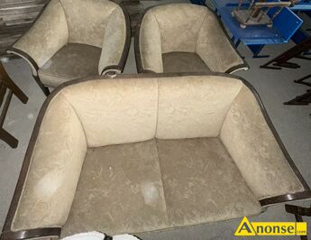 Anonse SOFA + FOTELE, kolor be, Sprzedam sof + 2 fotele tapicerowane welurowe w dobrym stanie, niepowtarzalny wzr. Sprzeda moe by na faktur.