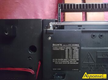 Anonse RADIOMAGNETOFON, SONY, czarna obudowa, SONY CFS-3000MK II. UNIKAT. Retro. Radiomagnetofon BOOMBOX. Prawdziwy rarytas dla kolekcjonera, nie w