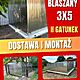Gara blaszany 3x5, Gara blaszany 3×5 m, II gatunku, z dachem jednospadowym i bram dwuskrzydow. Blacha ocynk, konstrukcja z ktownika 4