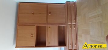 Anonse REGA, kolor olcha, z szufladami, Rega pokojowy skad: szafa narona 90x90x235cm, 2 regay o wymiarach 90 x235cm, 2regay oszklone 60x235,
