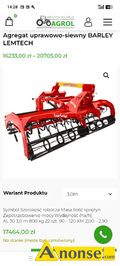 Anonse AGREGAT, uprawowy, LEMTECH, Witam posiadam na sprzedaż agregat uprawowo siewny 3m firmy lemtech barley fabrycznie nowy nigdy nie używany, st