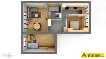 Anonse BOCIANEK, M-4, 59.4m<sup>2</sup>, p. 2/4, własnościowe, po remoncie, Oferujemy Państwu mieszkanie 3-pokojowe z osobną, widną kuchnią, o powierzchni 59,