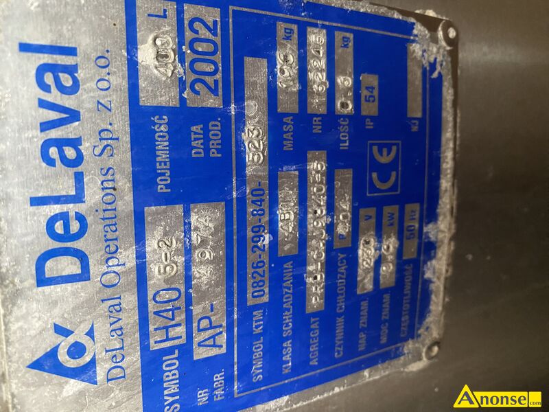 ch�odnia , DELAVAL opis dodatkowy: Zbiornik na mleko 400 l DeLaval - image 1