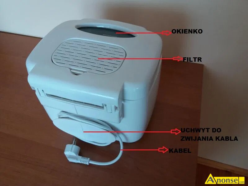 FRYTOWNICA , OPTIMUM opis dodatkowy: Sprzedam now� nieu�ywan� firmy OPTIMUM FRYTOWNICA FT-2503 tzw. Frytkownic� do pieczenia frytek itd.sprzedaj� poniewa� mi jest ju� nie potrzebny dlatego otrzyma�em go w prezencie.Idealny nadaje si� jako prezent wk�ad zestawu wchodzi mi�dzy innymi 3Ca�a Frytownica FT-2503-Pude�ko 3Instrukcja Obs�ugi w J�zyku Polskim 3Pojemno�� 2,5 litra 3Termostat Regulowany Do 190 Stopni Celsjusza 3OKIENKO KONTROLNE 3Funkcja podnoszenia Koszyka Przy Zamkni�tej Pokrywie 3Wymienialny Filtr Przeciwzapachowy 3�atwa Do Mycia Demontowalna Pokrywa 3Pokrywa Otwierana Za Pomoc� Przycisku 3Izolacja Cieplna Zewn�trznych �cianek 3W��cznik/Wy��cznik Z Lampk� Kontroln� 3Schowek Na Kabel Zasilaj�cy 3Moc 1800 W, -230 V, 50 Hz, Wi�cej informacji telefonicznie.ODBI�R OSOBISTY POLECAM. stan przedmiotu transakcji: stan idealny