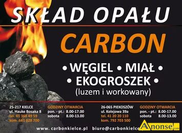 Anonse W�GIEL, do pieca, z transportem, SK�AD OPA�U CARBON POSIADA NA SPRZEDA� W�GIEL, EKOGROSZEK, PELLET, DRZEWO POSIADAMY W SPRZEDA�Y ->W�GIEL WO
