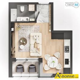 Anonse NA STOKU, M-2, 26.24m<sup>2</sup>, p. 4/5, w�asno�ciowe, stan deweloperski, Biuro Nieruchomo�ci TWOJE M Oferuje na sprzeda� lub zamian� 1 pokojowy apar