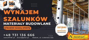 Anonse SZALUNKI, mo�liwo�� transportu, CENTRUM SZALUNKOWO-ZBROJENIOWE PlatFormWorkOne Sp. z o.o. oferuje kompleksowy wynajem szalunk�w stropowych,