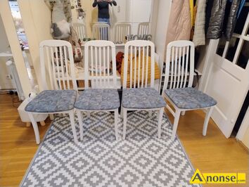 Anonse KRZES�O, kolor bia�y, Sprzedam 4 krzes�a w kolorze bia�ym, kolor siedziska jak na zdj�ciach. Wymiary: siedziska-38x40x44, wys. oparcia od po