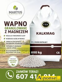 Anonse - NAWOZY, wapniowo-magnezowe, KalkMag to nawóz węglanowy, wapniowo-magnezowy odkwaszający produkowany w formie granulowanej. Uzyskiwany jest z Anonse NAWOZY, wapniowo-magnezowe, KalkMag to nawóz węglanowy, wapniowo-magnezowy odkwaszający produkowany w formie granulowanej. Uzyskiwany jest z