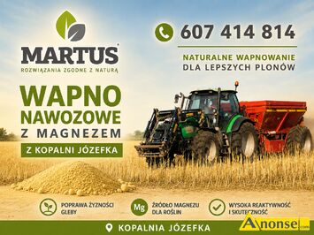 Anonse - NAWOZY, wapniowo-magnezowe, Posiadamy w sprzedaży wapno nawozowe z magnezem z Kopalni Józefka odmiana 03 o właściwościach: CaOMgO-50% w tym Anonse NAWOZY, wapniowo-magnezowe, Posiadamy w sprzedaży wapno nawozowe z magnezem z Kopalni Józefka odmiana 03 o właściwościach: CaOMgO-50% w tym