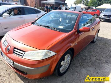 Anonse - RENAULT MEGANE, 2004r., 1.900cm<sup>3</sup>, 120KM, diesel, kabrio, 221.000km, bordowy, metalik, ABS, poduszki powietrzne, 4xPP, immobiliser, wspomagan Anonse RENAULT MEGANE, 2004r., 1.900cm<sup>3</sup>, 120KM, diesel, kabrio, 221.000km, bordowy, metalik, ABS, poduszki powietrzne, 4xPP, immobiliser, wspomagan