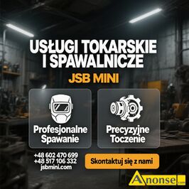 Anonse - NAPRAWA I SPRAWDZANIE MASZYN ROLNICZYCH, USŁUGI TOKARSKIE I SPAWALNICZE JSB MINI to nie tylko producent wysokiej klasy minimaszyn. Oferujemy Anonse NAPRAWA I SPRAWDZANIE MASZYN ROLNICZYCH, USŁUGI TOKARSKIE I SPAWALNICZE JSB MINI to nie tylko producent wysokiej klasy minimaszyn. Oferujemy