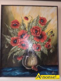 Anonse OBRAZ, sprzedam obraz olejny na p��tnie maki w wazonie z lat 80tych wymiary 45x60cm stan b.dobry, stan bardzo dobry, c.300z�. W�OSZCZOWA 6