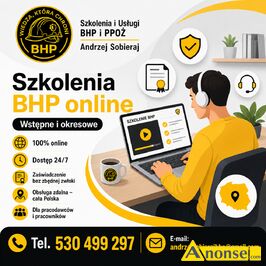 Anonse SZKOLENIA BHP, Szkolenia online – ca�a Polska. Oferuj� kompleksowe us�ugi z zakresu bezpiecze�stwa i higieny pracy dla firm, pracodawc�w o