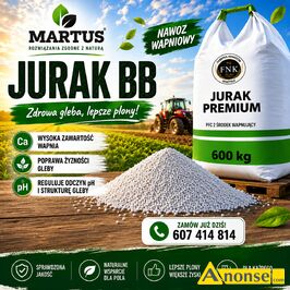 Anonse NAWOZY, wapniowe, Wapno granulowane bez magnezu Jurak Premium to bezpieczny naw�z wapniowy o wysokiej zawarto�ci CaCO3 - 90% (CaO 50%). Jest