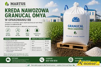 Anonse NAWOZY, wapniowe, Kreda nawozowa Granucal Omya w opakowaniu BB Posiadamy w sprzeda�y naw�z wapniowy Granucal marki Omya dost�pny w opakowniu