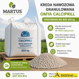 Anonse NAWOZY, wapniowe, Posiadamy w sprzeda�y kred� nawozow� granulowan� Omya Calciprill. Jest to w�glan wapnia pochodzenia naturalnego – odmian