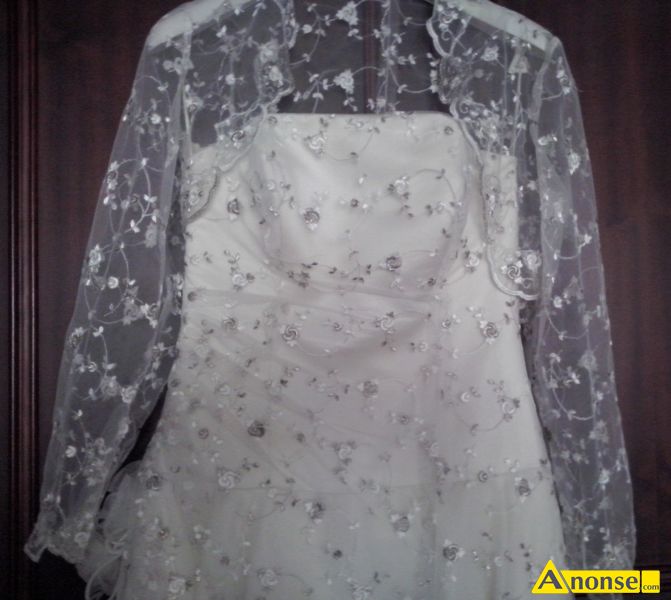 suknia  lubna, 1-czciowa, bolerko,opis dodatkowy: elegancka suknia z hafty tiulowego . Kolor ecr - image 3 - anonse.com