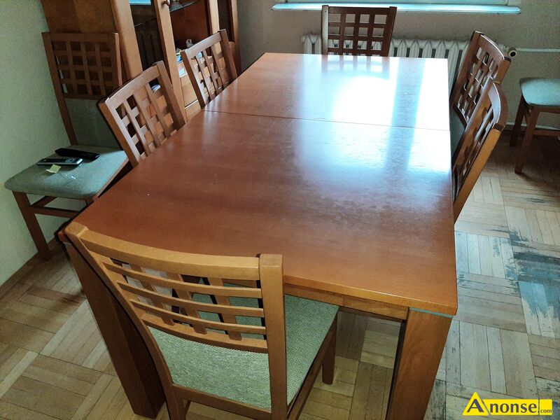 STӣ ,opis dodatkowy: st rozsuwany o wymiarach  90x 160cm -200cmm   + 8 krese,stan przedmiotu tr - image 0 - anonse.com